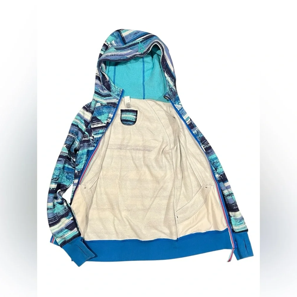 IVIVVA BY LULULEMON GIRLS FULL ZIP UP HOODIE JACKET BLUE PRINT Size 12